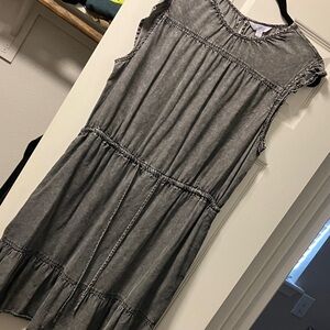 Time and Tru Gray Washed Tiered Casual Dress
